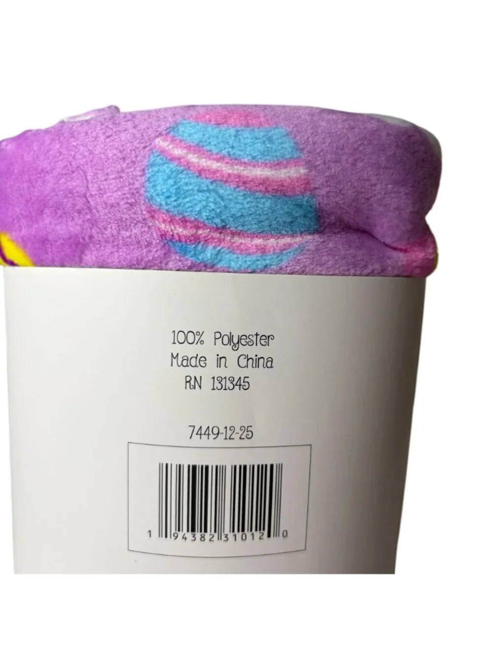 Peeps Brand Happy Easter Plush Throw Purple Easter Egg Chick Rainbow Blanket New